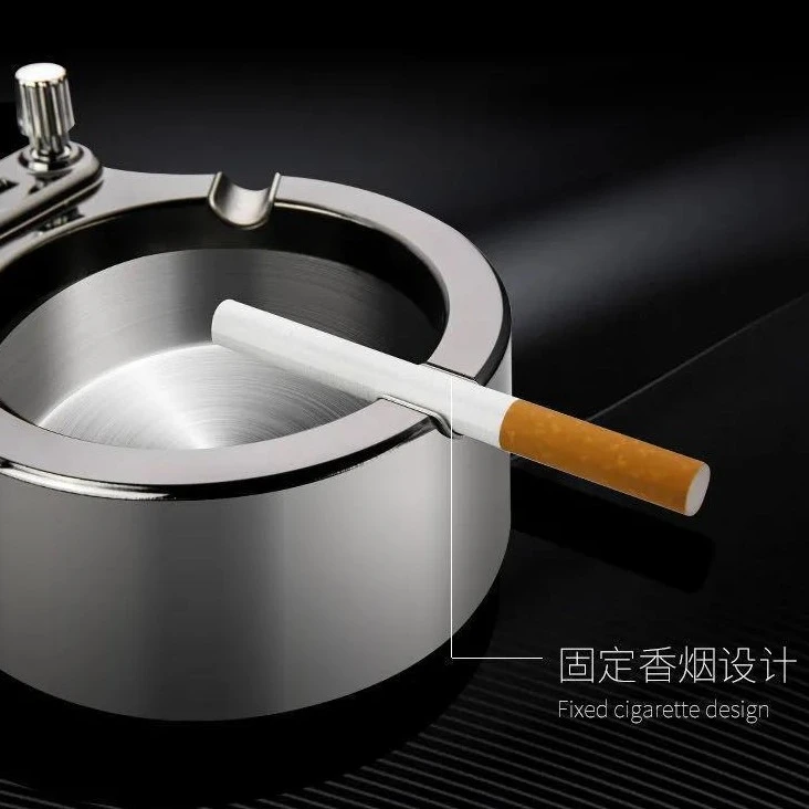 多功能烟灰缸带万次火柴打火机一体不锈钢潮流个性车载家用室内男