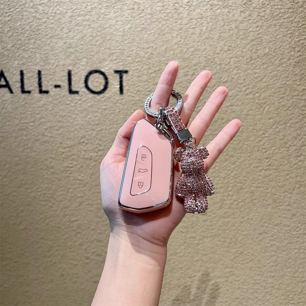 适用23款大众凌度L高尔夫8 id3 id4 id6探歌车钥匙包扣壳可爱女士