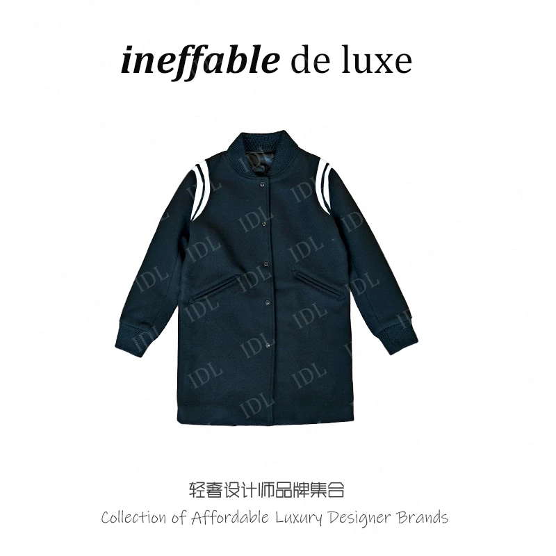 H037 品牌原单剪标中长款棒球服毛呢轻奢设计师潮流