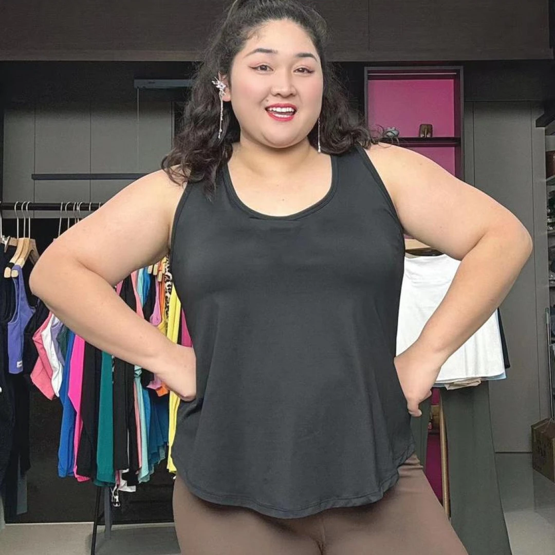 励志女孩大码加长款速干女士带胸垫固定罩杯瑜伽无袖背心WX-1100