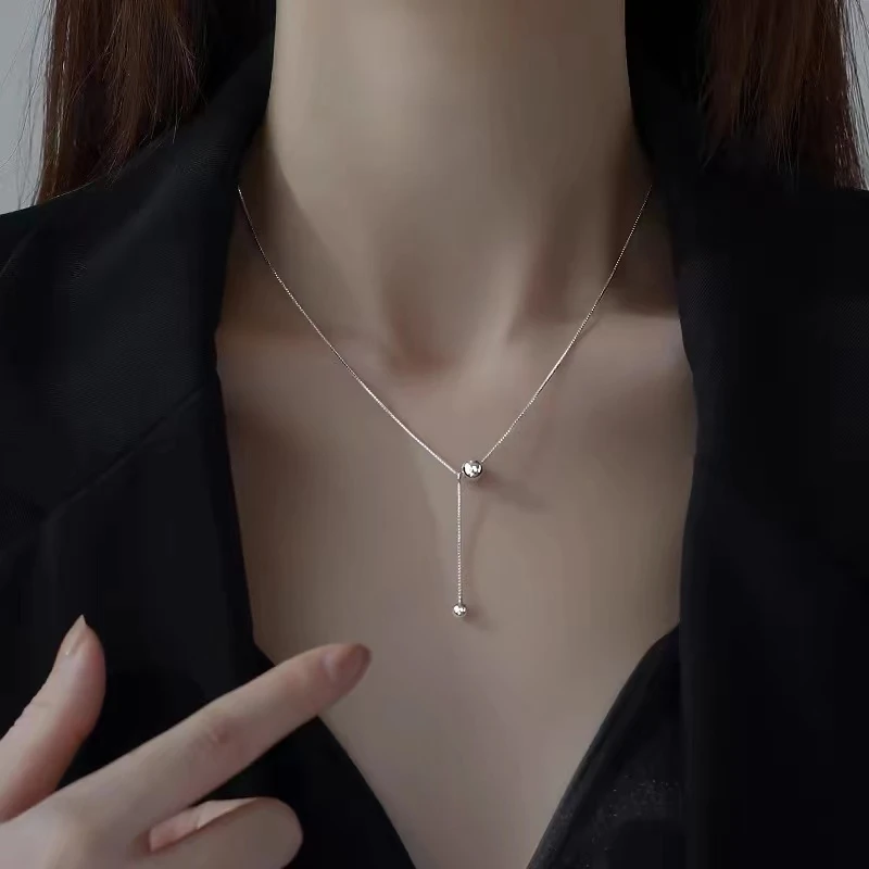 坠链均足银 005足银有求必应项链时尚锁骨链