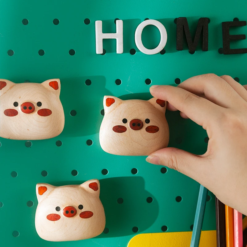 木上原创小猪冰箱贴可爱实木冰箱贴创意手工磁贴木制家居