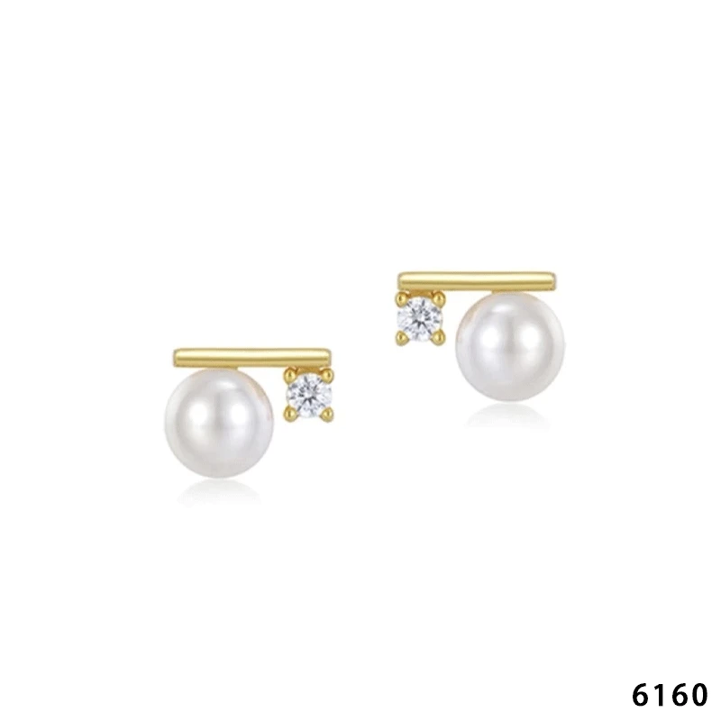 铜合金耳饰 6160-精致简约百搭耳环小众欧美优雅素款法式