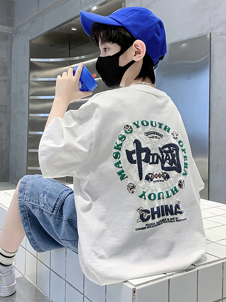 【100%纯棉】男童短袖t恤2024新款上衣夏季纯棉中大童夏款男孩半袖