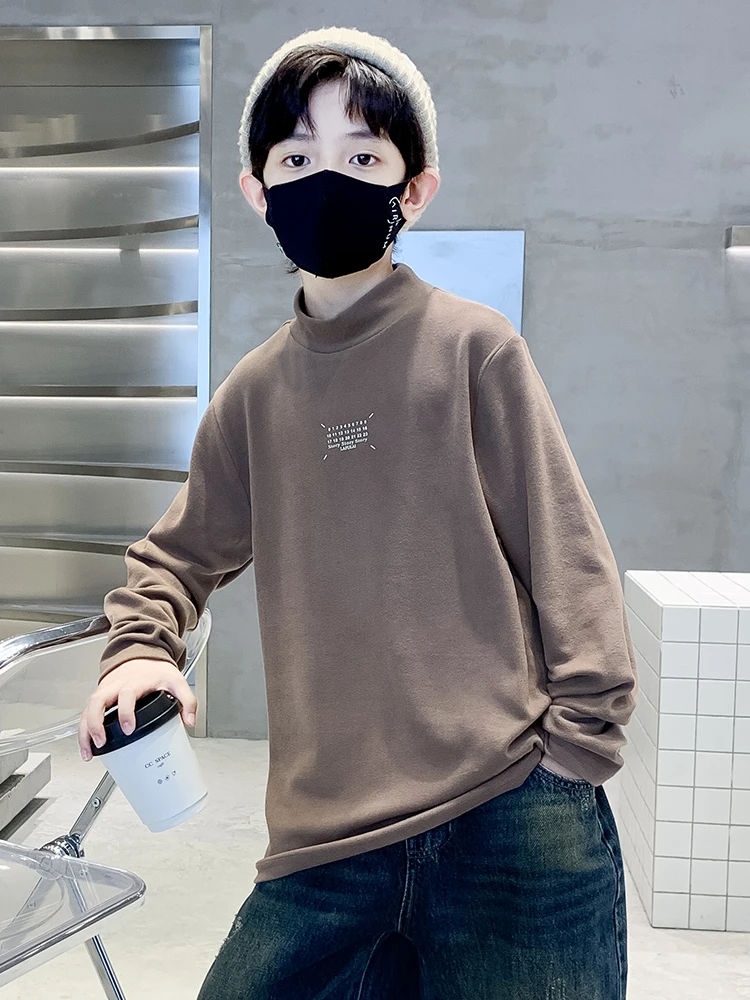 【双面德绒】男童秋冬长袖中大童半高领打底衫加厚磨毛儿童保暖上衣