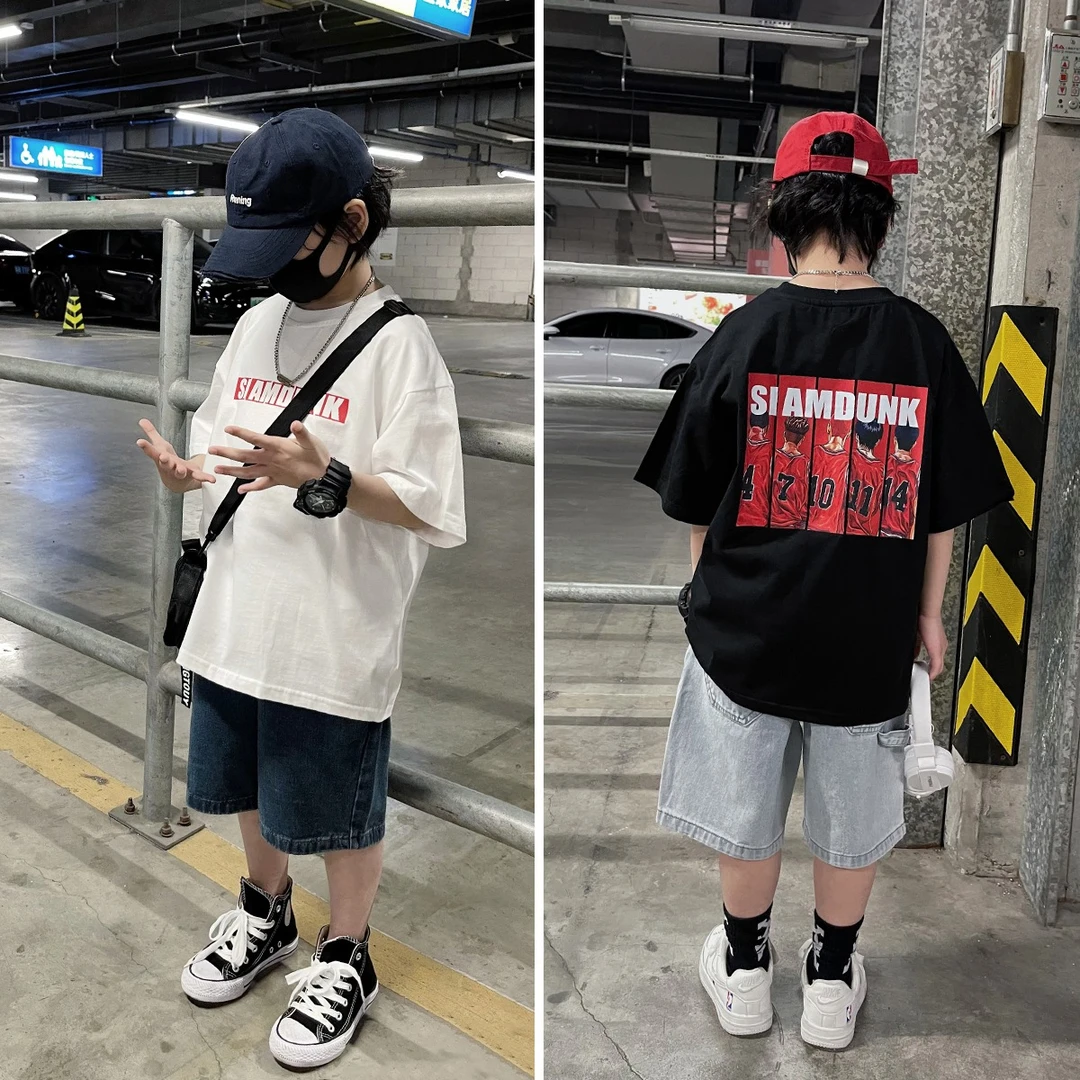 男童T恤短袖儿童夏装男孩半袖卡通童装日系纯棉圆领上衣洋气宽松