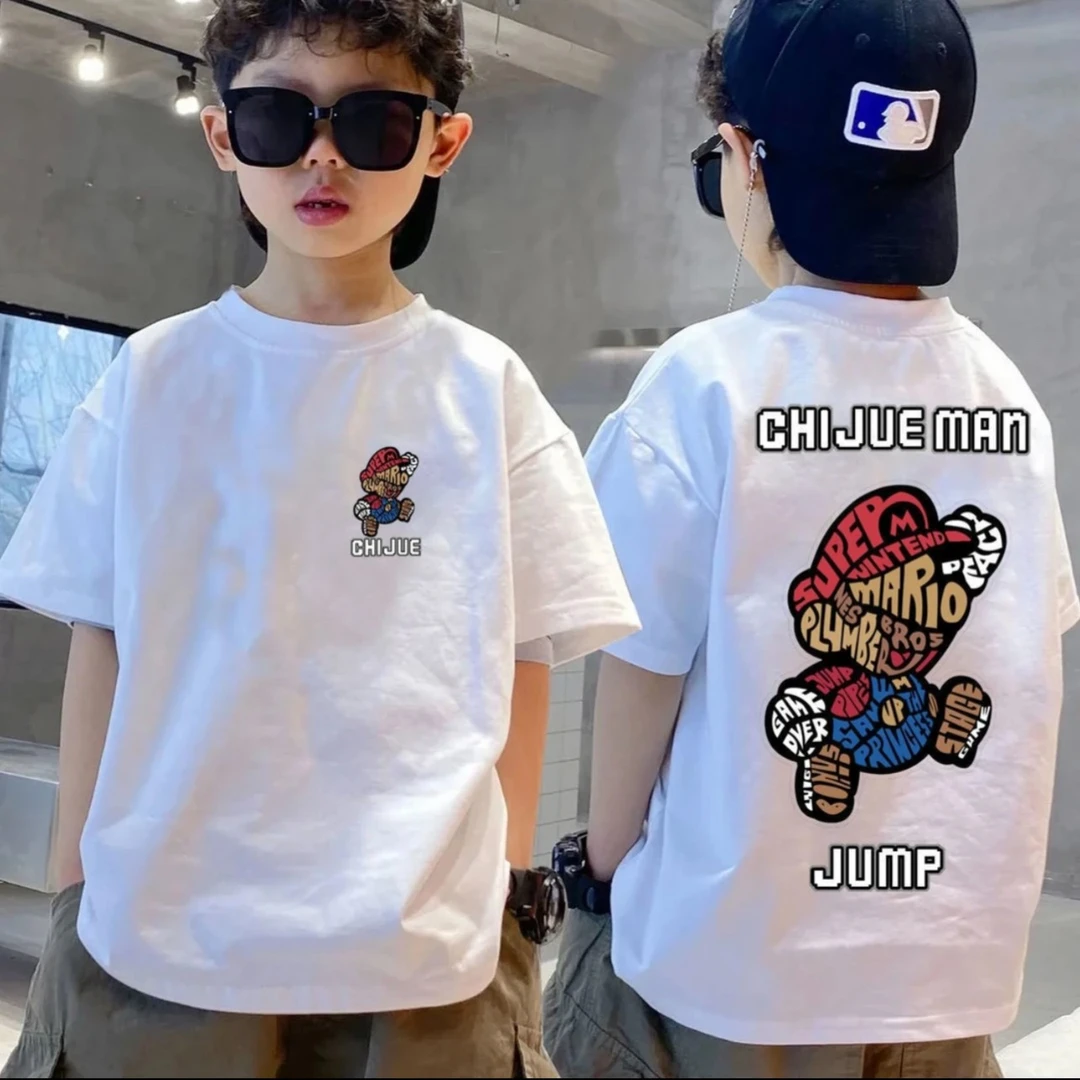 男童夏季纯棉短袖T恤衫中大童男孩上衣服纯棉炸街潮款儿童装夏装