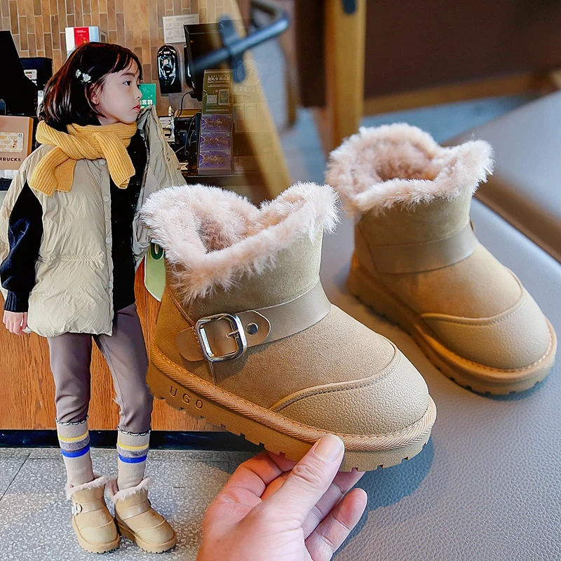 女童雪地靴2025冬季新款儿童靴子加绒男童韩版保暖休闲短靴-8878