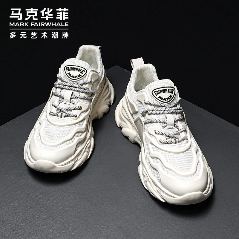马克华菲男鞋冬季流行老爹鞋2023新款男士网鞋高端白色运动休闲鞋