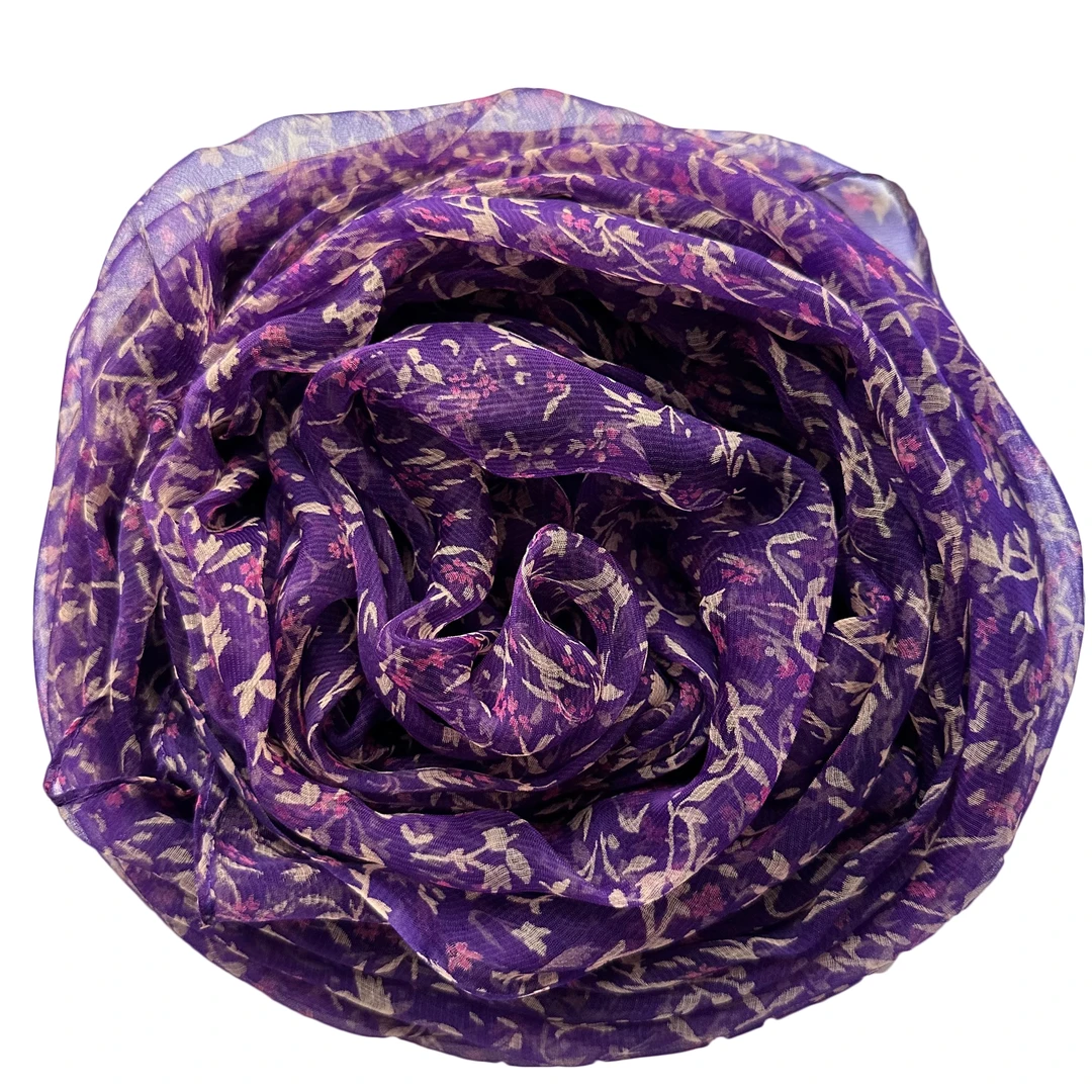 【紫色碎花】春夏中老年百搭气质丝巾时尚薄款大方优雅洋气披肩围巾