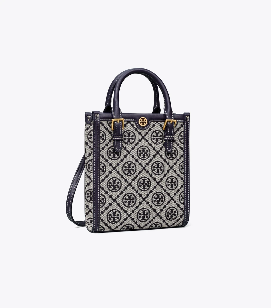 99新 TORY BURCH/汤丽柏琦 T MONOGRAM迷你老花琴谱包斜挎包