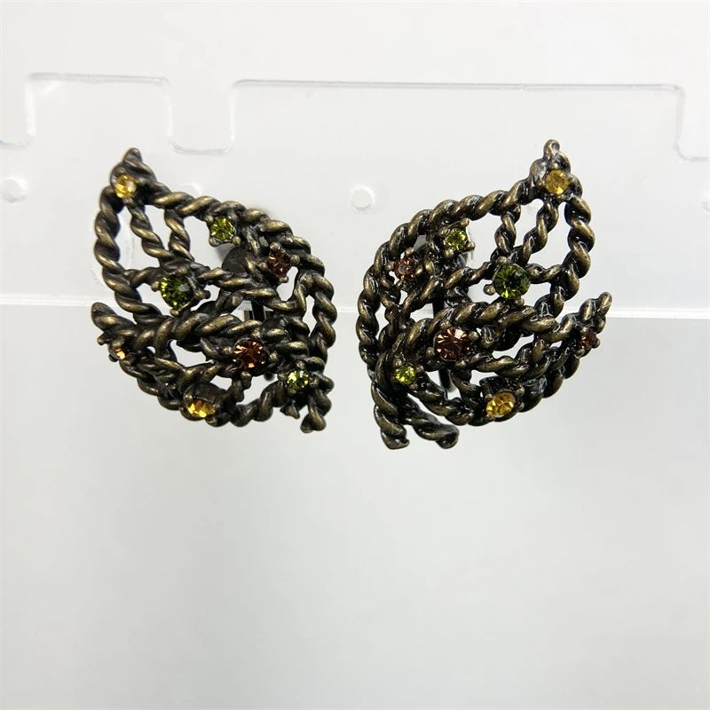 合金耳饰 芳芳家古铜色叶片耳环2-18【2061024-039】