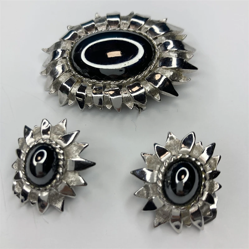 合金胸针 芳芳古典哥特太阳花胸针耳环套装1-2【2061204-087】