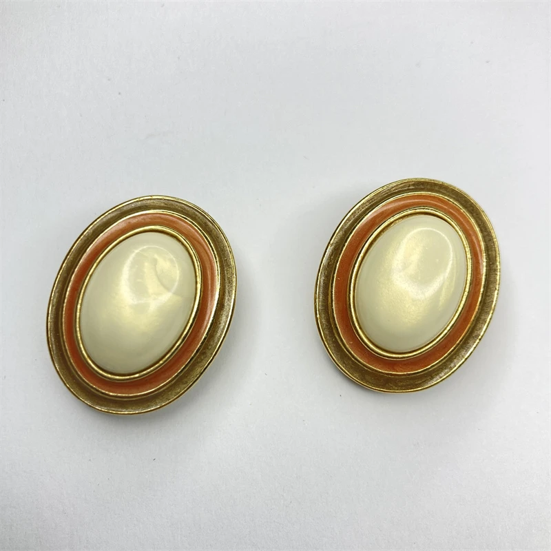 合金耳饰 trifari珐琅椭圆耳环1-1【2061127-013】