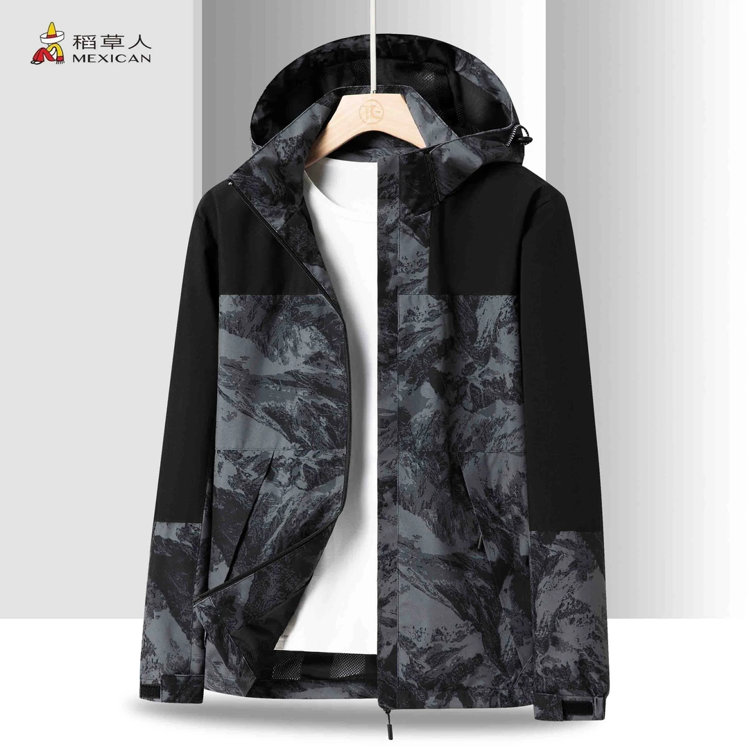 Mexican/稻草人运动户外春秋防风薄款情侣单冲锋衣男女大码登山服