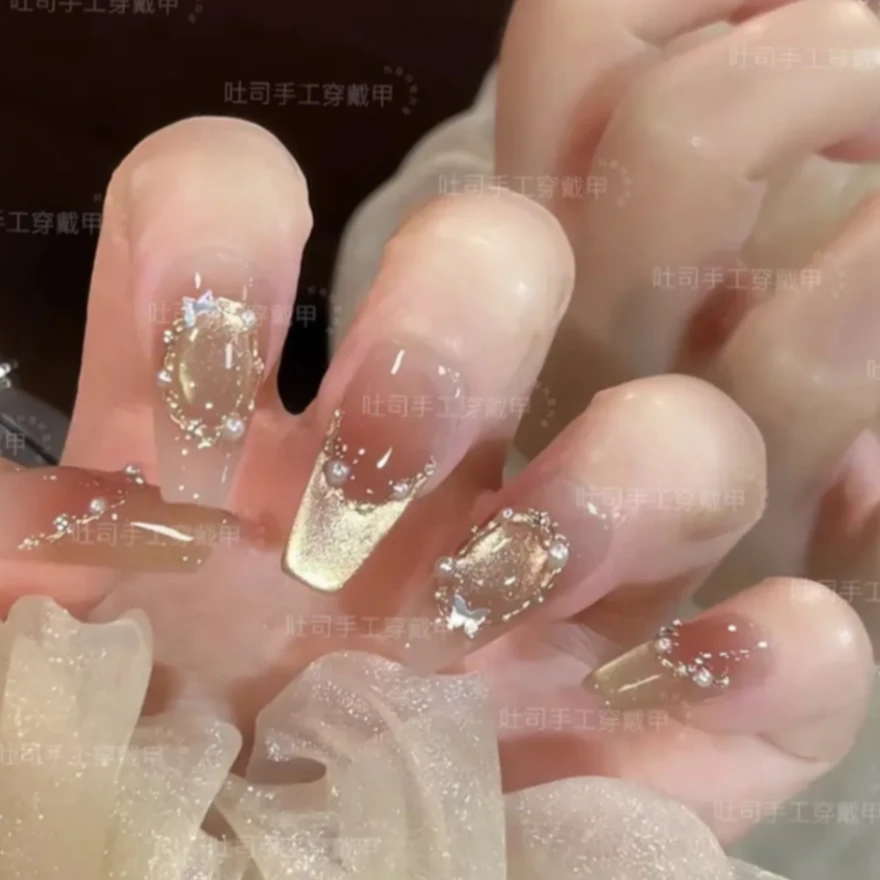 【掉钻-包补】指醉金谜*经典十片装穿戴甲猫眼百搭