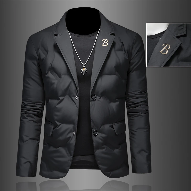 西装领刺绣男士羽绒服2025新款爆款成熟痞帅男装潮牌修身男款外套