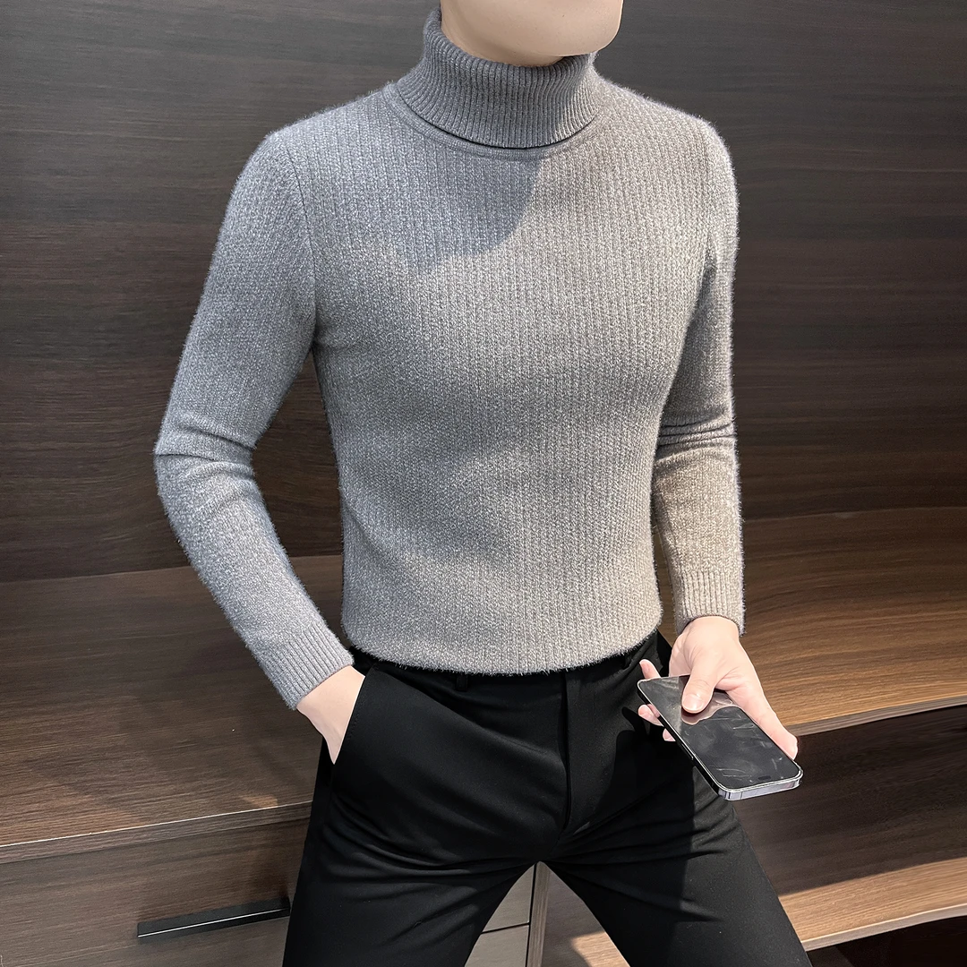 高领毛衣男款冬季2024新款成熟痞帅男装高级感内搭男士针织打底衫