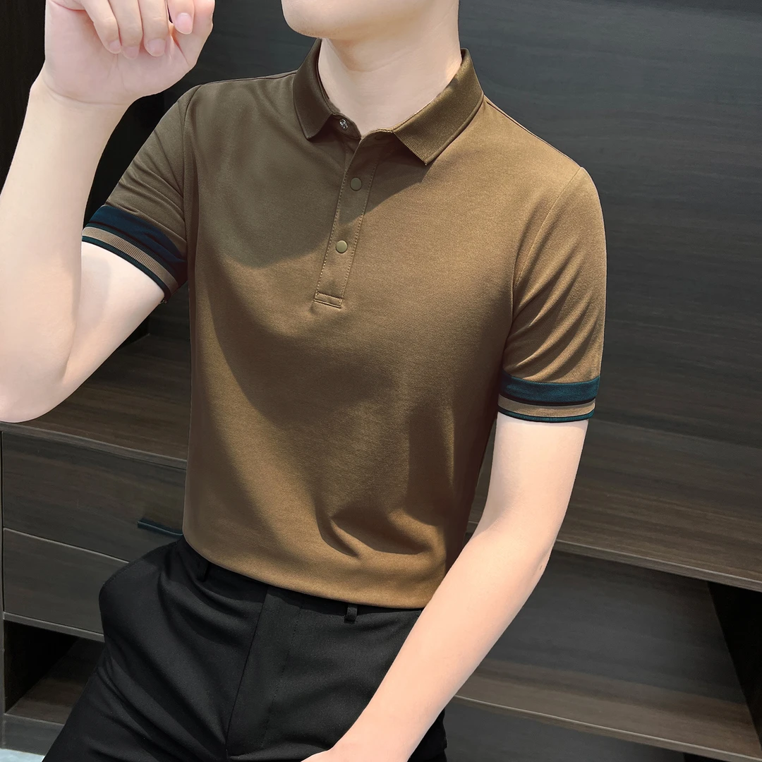 男士polo衫短袖夏季高端轻奢撞色半袖t恤男潮牌百搭休闲翻领上衣