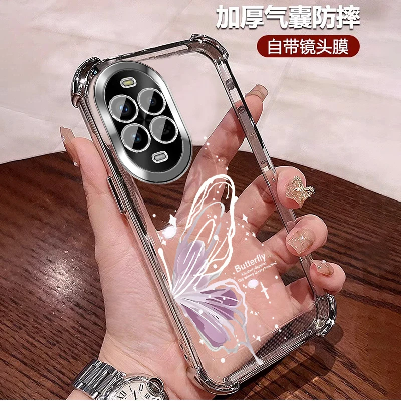 蝴蝶适用华为nova13手机壳气囊防摔套Nova13pro卡通全包镜头 女款