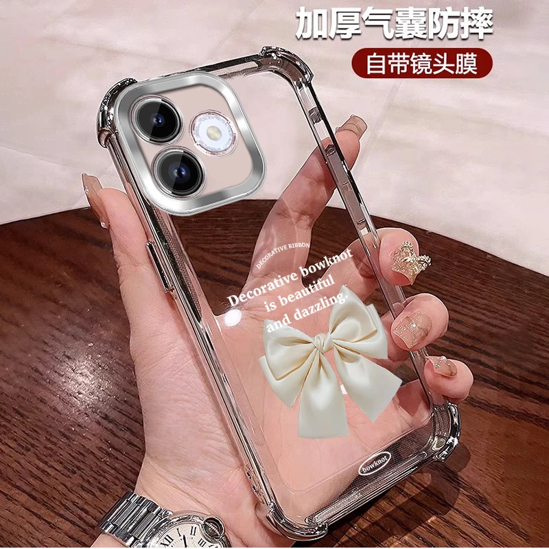 适用oppoa5活力版手机壳女款透明四角防摔PKV110自带镜头膜蝴蝶结