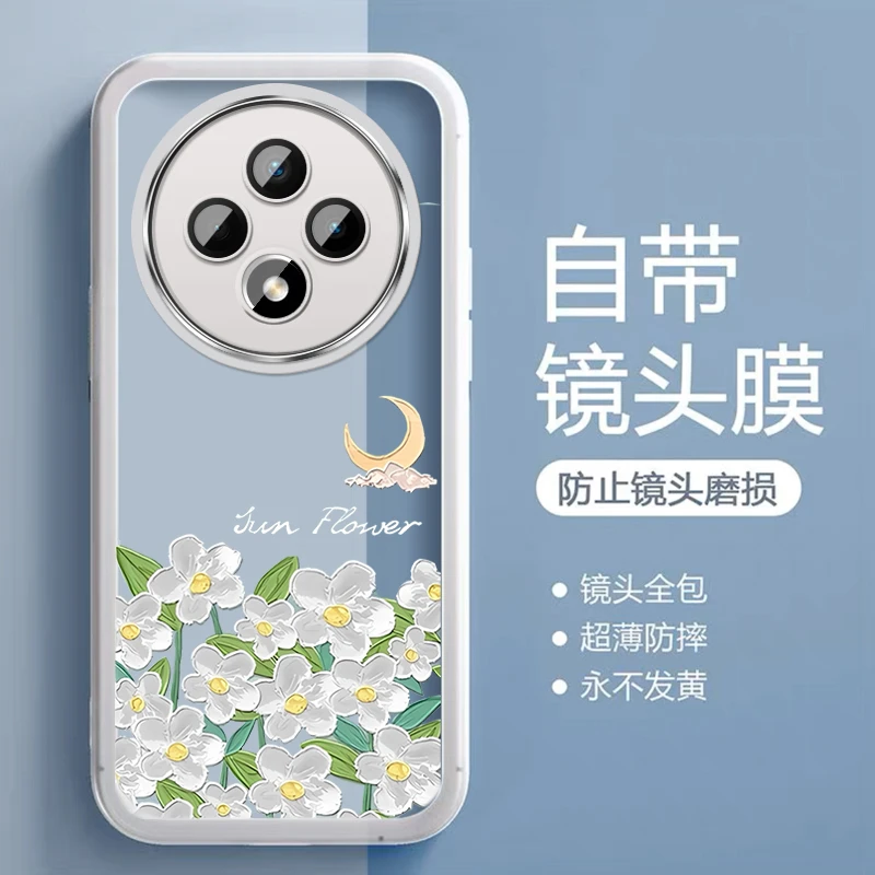 适用vivoy300pro+手机壳硅胶V2456A全包自带镜头膜女款花朵高颜值