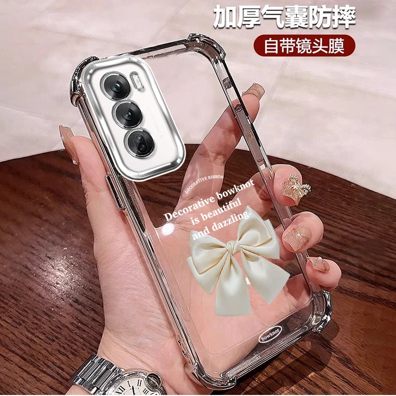 自带镜头膜适用opporeno12手机壳女四角气囊防摔套 12PRO全包轻奢