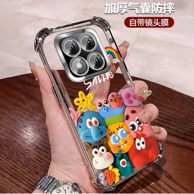 新款适用红米note15pro+手机壳防摔气囊15PRO全包带镜头膜透明ins