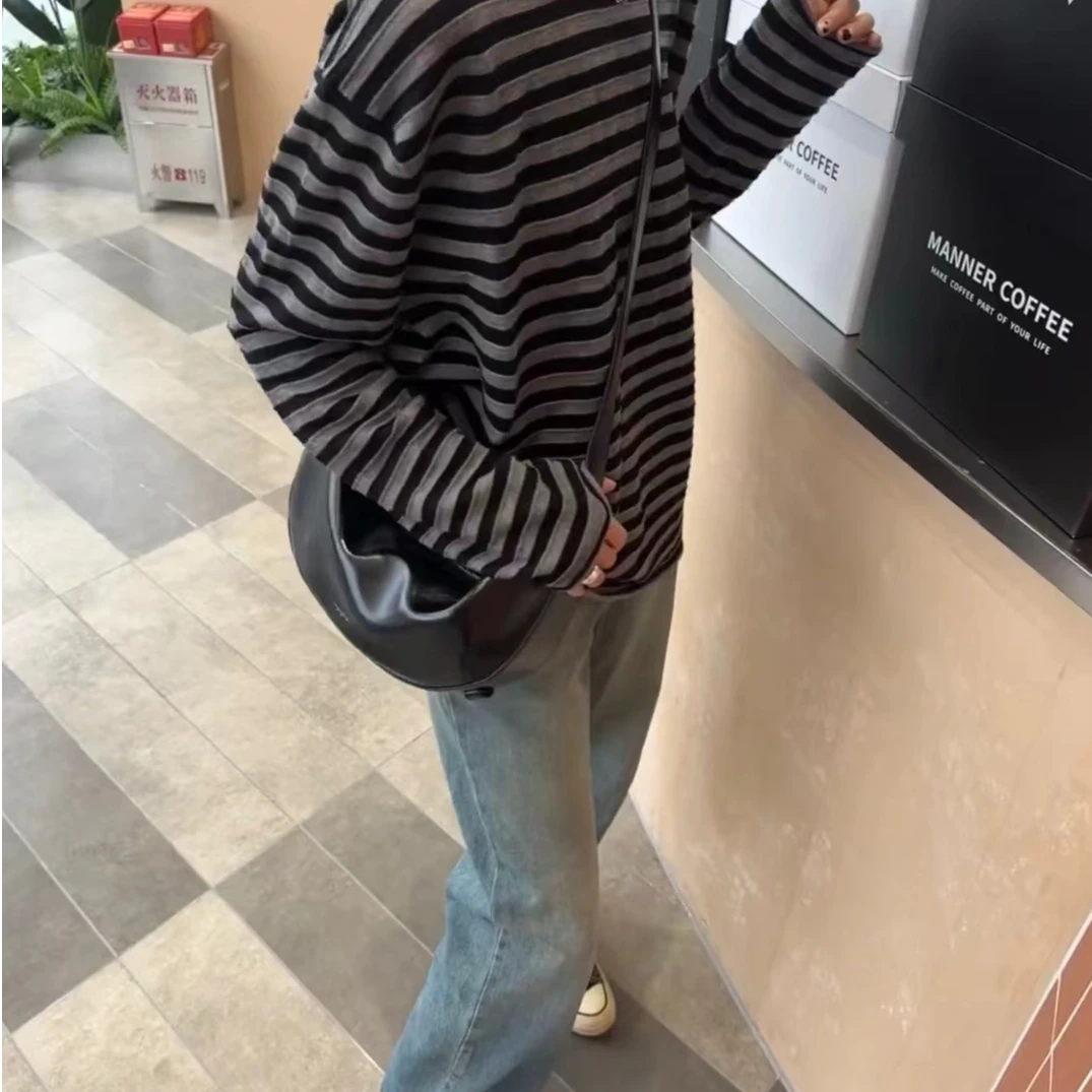 龙龙包～tot条纹打底男女同款透气撞色卫衣