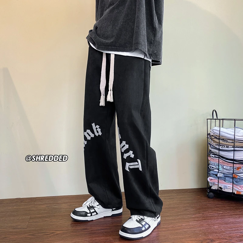 春秋潮牌裤子男士宽松大码高街运动男裤加绒百搭美式痞帅休闲长裤