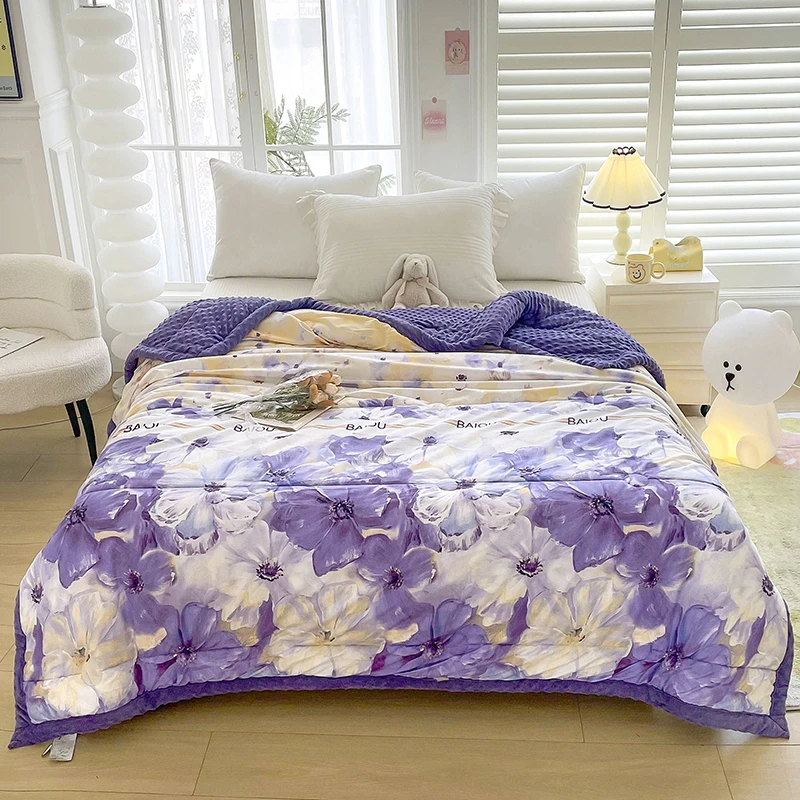 十五天试睡！2024新款四季印花绒豆豆秋冬被可机洗