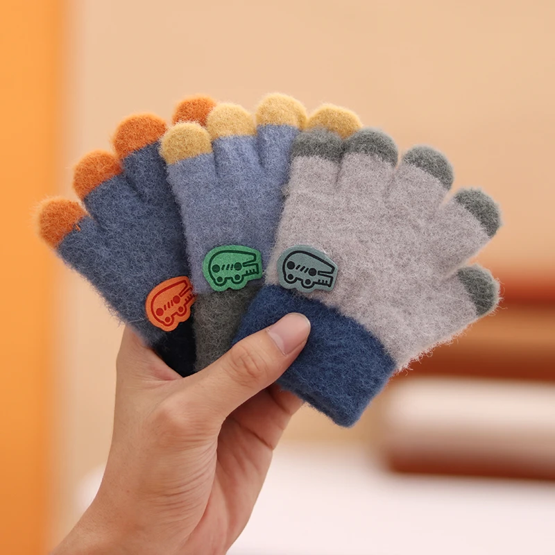 儿童冬季保暖手套五指分指宝宝百搭潮男童女小学生宝宝小手套儿童