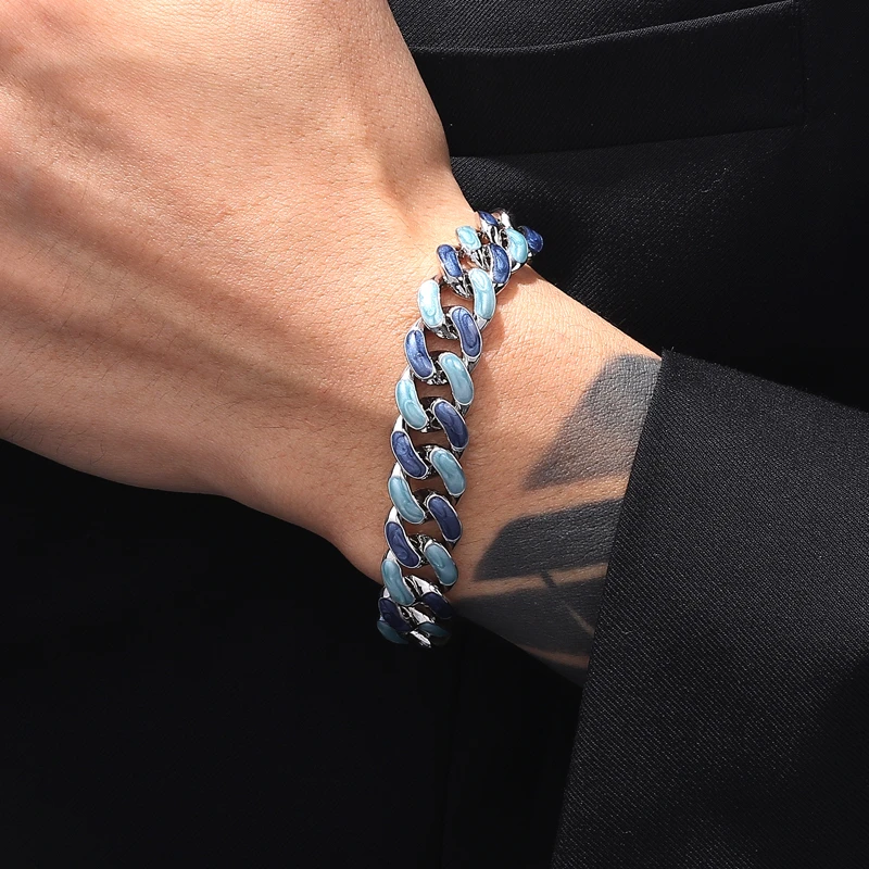 合金手链 小众设计滴油星空蓝色时尚手链个性百搭男女潮酷配饰