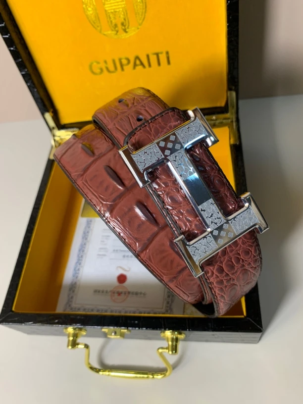 实心钢H扣高档真皮腰带皮具男士高端轻奢头层牛皮百搭棕色皮带