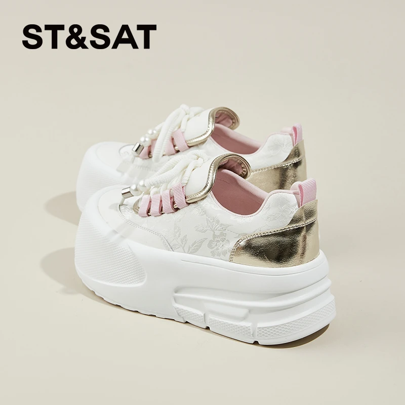 星期六国潮风复古大头面包鞋女冬季新款厚底增高休闲百搭小白鞋女