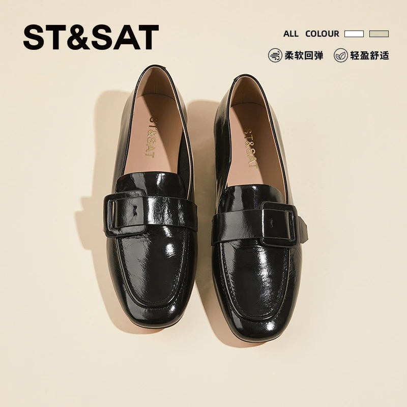 星期六舒适平跟乐福鞋2025年冬季新款通勤配裙子真皮小皮鞋女单鞋