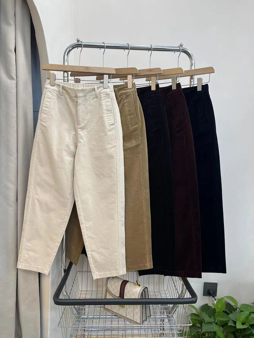 【燕子】灯芯绒裤子女2025秋冬季新款百搭气质高腰显瘦有弹休闲裤