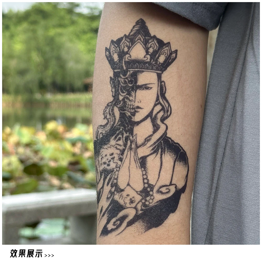 L-GYC经典爆款大圣佛魔手臂图案草本果汁纹身贴纸防水草本纹身贴