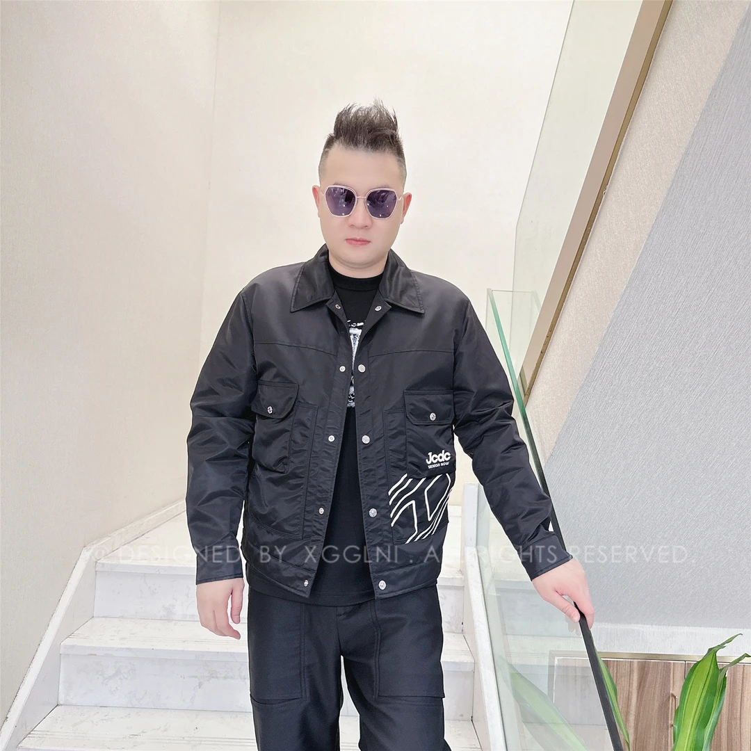 秋冬款JCDC左半边白色字母轻奢高端男士上档次休闲外套男夹克外衣