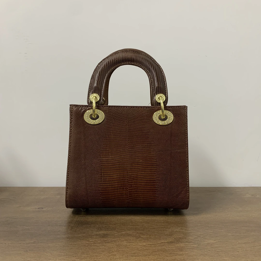 「高定女包」BOGEREE艺设计师款蜥蜴手提包 美拉德妃妃DW2005