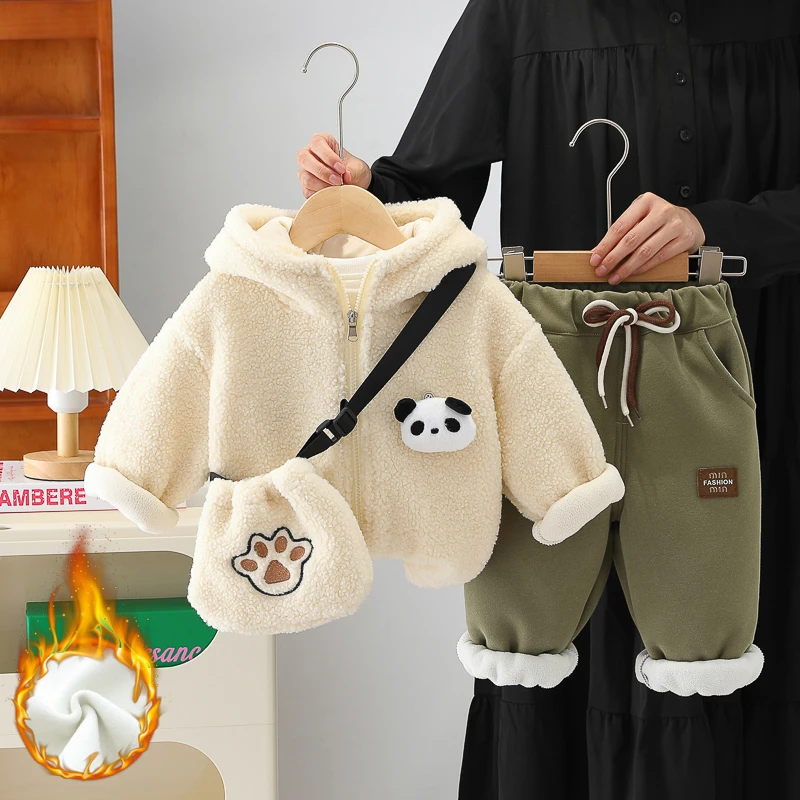 男童秋冬季套装洋气男宝宝冬装加绒加厚保暖外穿两件套婴儿童装潮