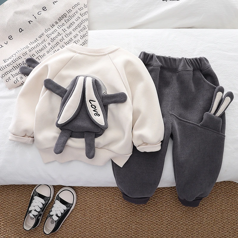 男童秋冬套装新款婴儿童装冬季洋气男宝宝冬装加绒加厚卫衣两件套