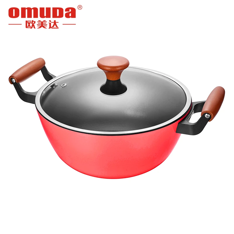 欧美达珐琅瓷榉木手柄铸铁炖锅