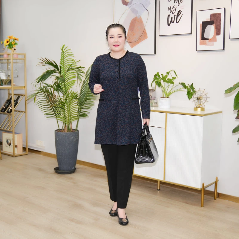 娜丹静原创轻奢大码复古优雅显瘦典雅圆领上衣LT23446