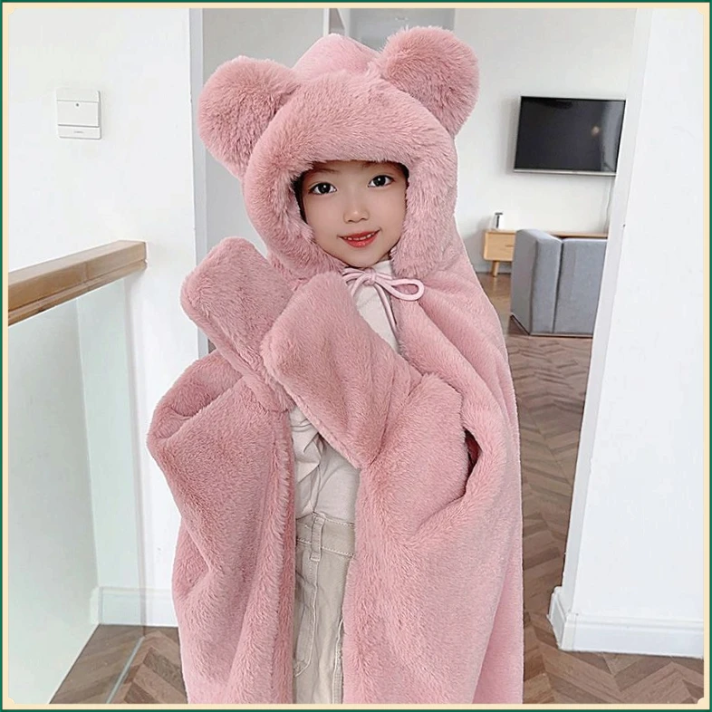 午睡毯小学生儿童可穿式毯子教室用午休披肩斗篷披风加厚秋【俊旺】