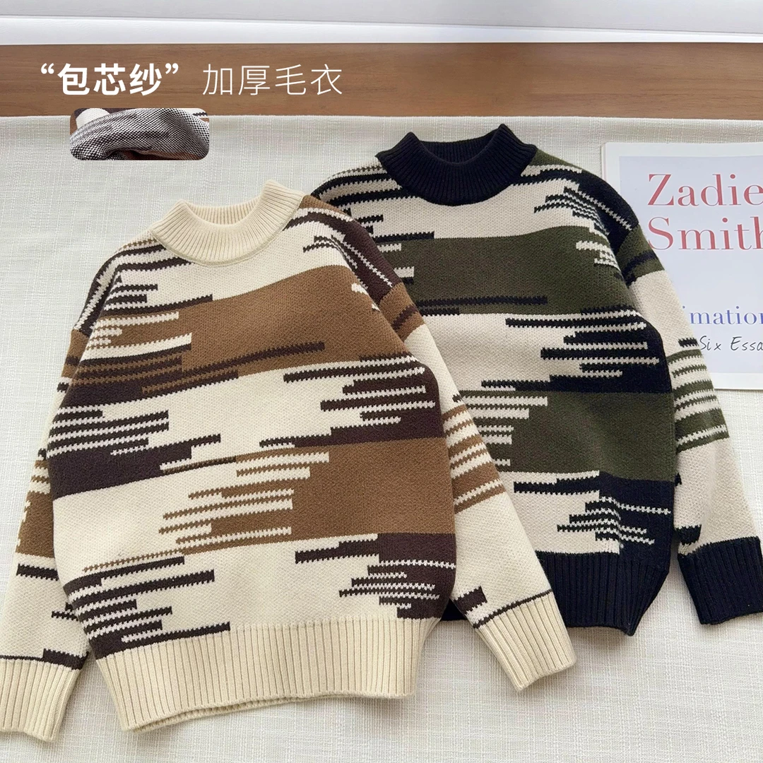 中大童圆领毛衣百搭款潮童针织圆领衫24589