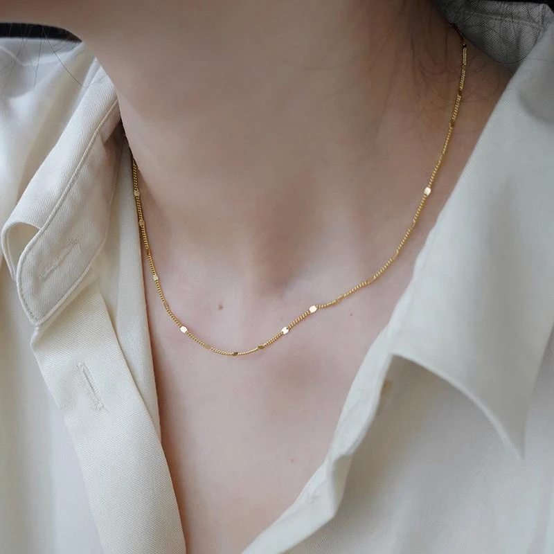 铜合金项链 素链项链女夏小众轻奢高级感简约叠戴锁骨链尤莱特ins
