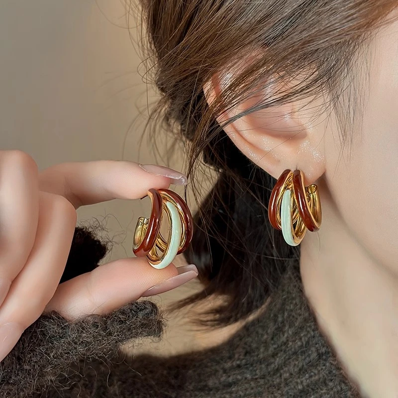 铜合金耳饰  小众高级感三生三世圈圈耳环女复古耳圈耳钉独特耳饰