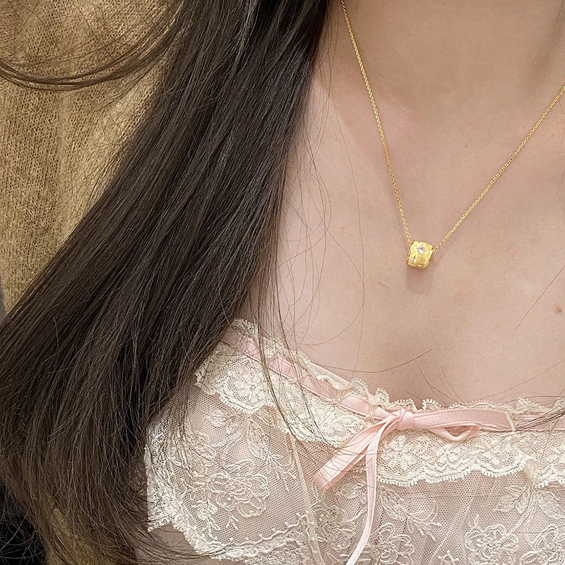 铜合金项链 金色转运六芒星项链女小众高级感吊坠温柔超闪卫衣链