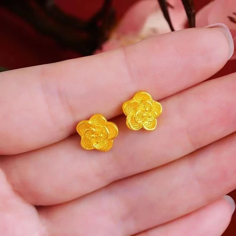 铜合金耳饰 ［玫瑰花耳钉］百搭时尚养耳洞